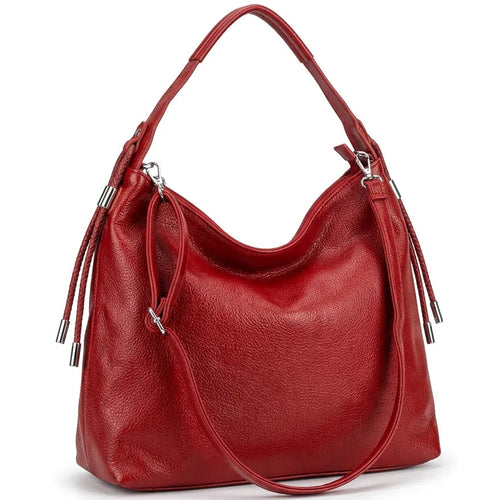 Borsa hobo donna a spalla con laccetti e tracolla rosso - vista principale della variante