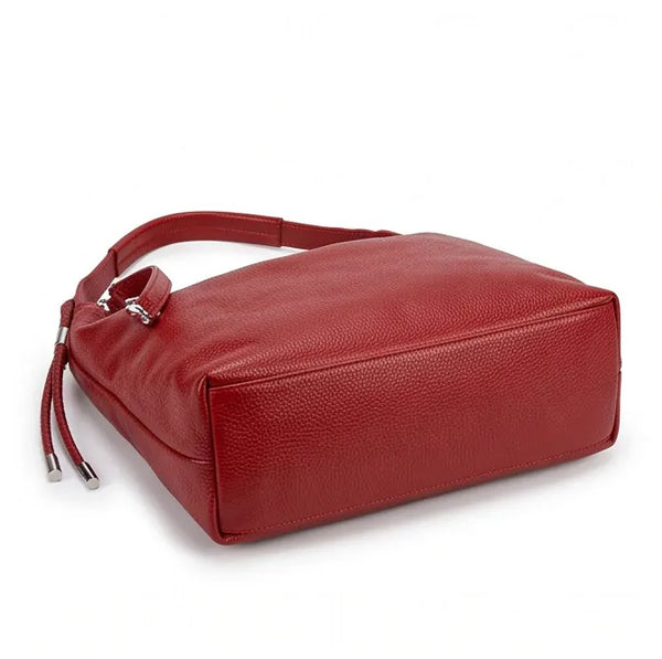 Borsa hobo donna a spalla con laccetti e tracolla rosso - vista del fondo