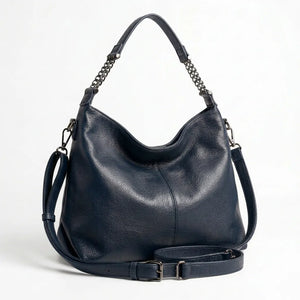 Borsa hobo donna con manico a catena e tracolla blu scuro - vista principale della variante
