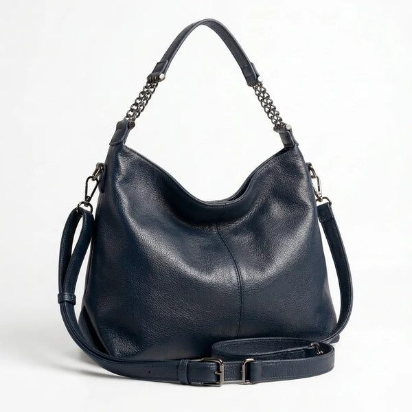 Borsa hobo donna con manico a catena e tracolla blu scuro - vista principale della variante