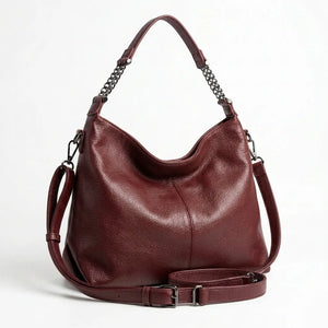 Borsa hobo donna con manico a catena e tracolla bordeaux - vista principale della variante