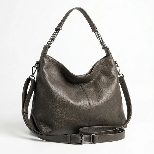 Borsa hobo donna con manico a catena e tracolla grigio scuro - vista principale della variante