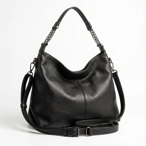 Borsa hobo donna con manico a catena e tracolla nero - vista principale della variante