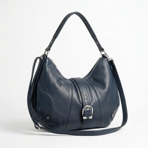 Borsa hobo donna con fibbia frontale e tracolla blu scuro - vista principale della variante