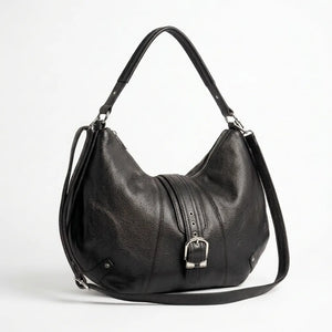Borsa hobo donna con fibbia frontale e tracolla nero - vista principale della variante