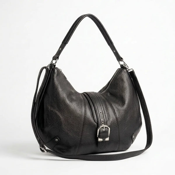 Borsa hobo donna con fibbia frontale e tracolla nero - vista principale della variante
