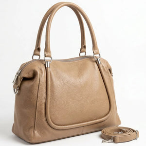 Borsa donna a mano con profilo sagomato e tracolla beige - vista principale della variante