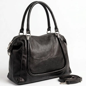 Borsa donna a mano con profilo sagomato e tracolla nero - vista principale della variante