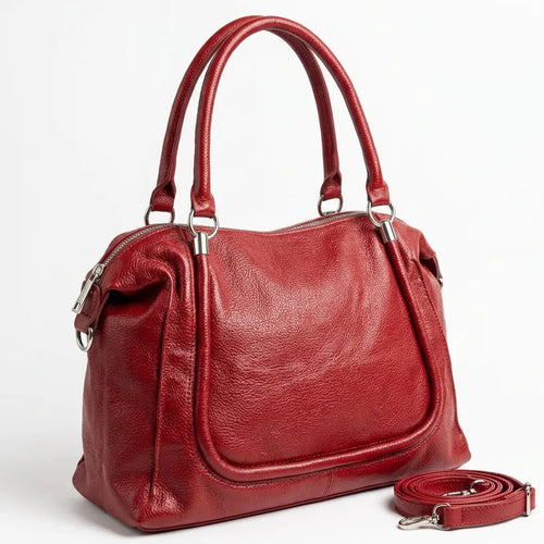 Borsa donna a mano con profilo sagomato e tracolla rosso - vista principale della variante