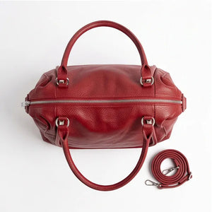Borsa donna a mano con profilo sagomato e tracolla rosso - vista dall'alto
