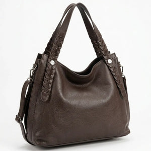Borsa hobo donna con intrecci laterali e tracolla marrone scuro - vista principale della variante