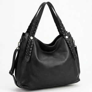 Borsa hobo donna con intrecci laterali e tracolla nero - vista principale della variante