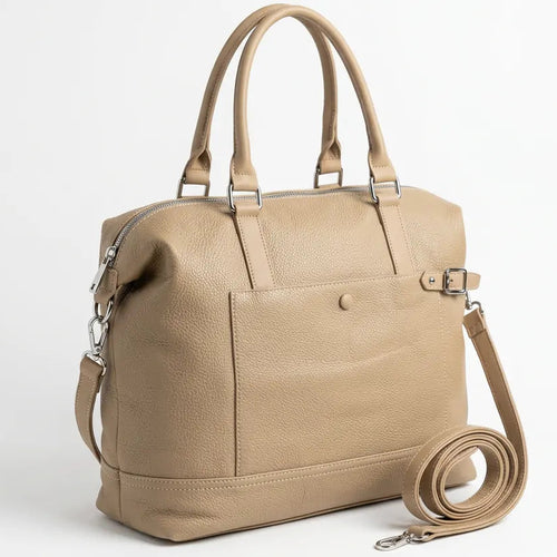 Borsa donna a mano con tasca frontale e tracolla beige - vista principale della variante