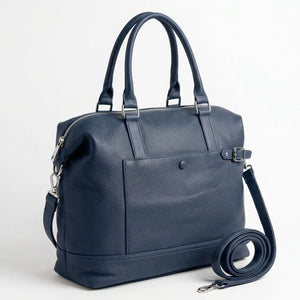 Borsa donna a mano con tasca frontale e tracolla blu scuro - vista principale della variante