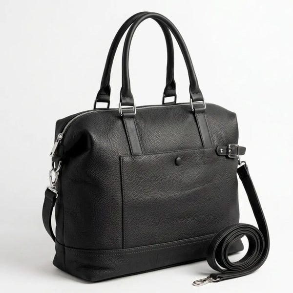 Borsa donna a mano con tasca frontale e tracolla nero - vista principale della variante