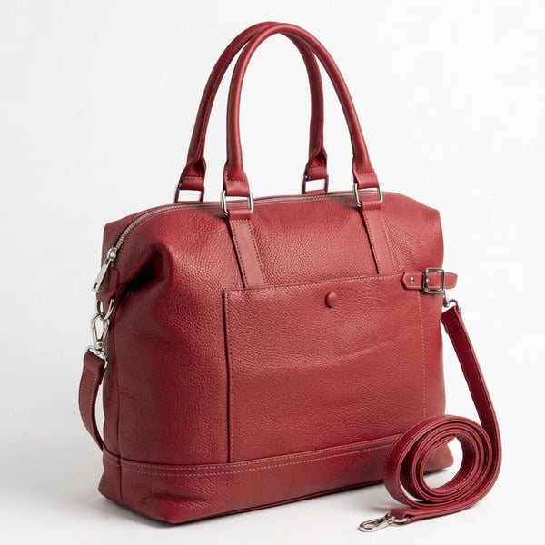 Borsa donna a mano con tasca frontale e tracolla rosso - vista principale della variante