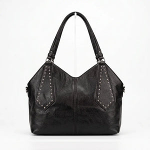 Borsa shopper donna a spalla con borchie e tracolla nero - vista principale della variante