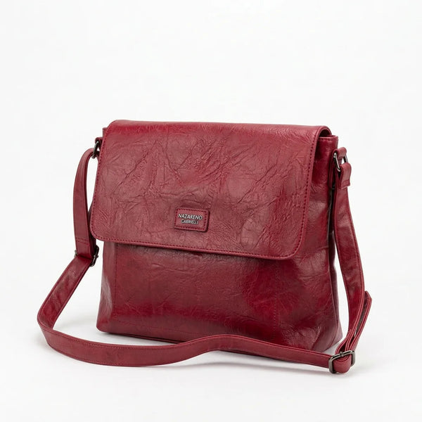 Borsa a tracolla Nazareno Gabrielli con patta rosso scuro - vista principale