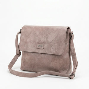 Borsa a tracolla Nazareno Gabrielli con patta taupe - vista principale