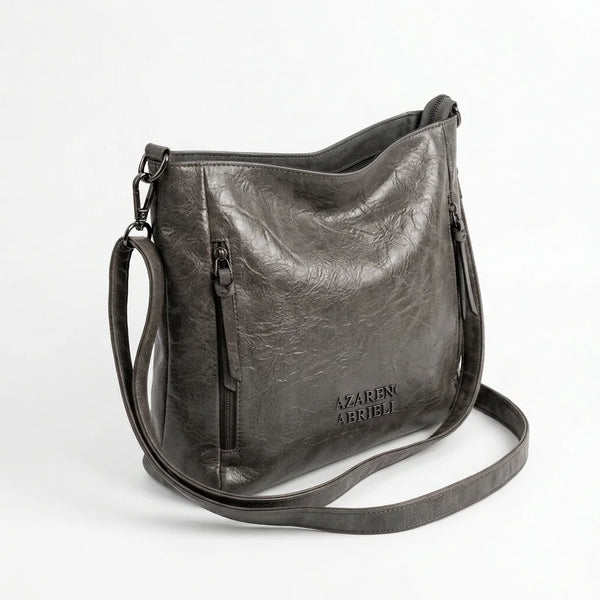 Borsa Nazareno Gabrielli con zip laterali e tracolla antracite - vista principale
