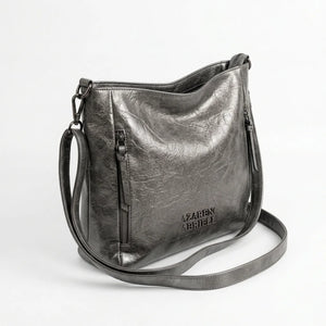 Borsa Nazareno Gabrielli con zip laterali e tracolla argento scuro - vista principale