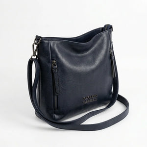 Borsa Nazareno Gabrielli con zip laterali e tracolla blu notte - vista principale