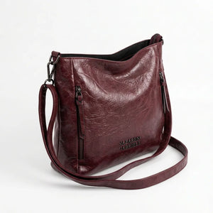 Borsa Nazareno Gabrielli con zip laterali e tracolla bordeaux - vista principale