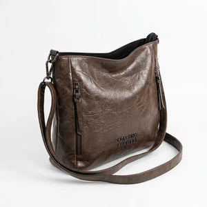 Borsa Nazareno Gabrielli con zip laterali e tracolla caffè - vista principale
