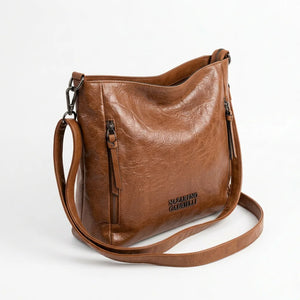 Borsa Nazareno Gabrielli con zip laterali e tracolla cuoio - vista principale