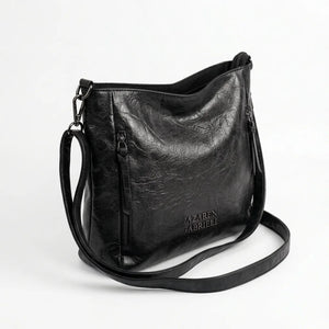 Borsa Nazareno Gabrielli con zip laterali e tracolla nero - vista principale
