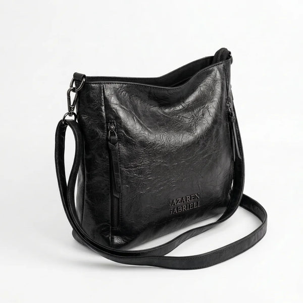 Borsa Nazareno Gabrielli con zip laterali e tracolla nero - vista principale