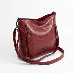 Borsa Nazareno Gabrielli con zip laterali e tracolla rosso scuro - vista principale
