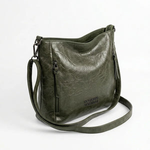 Borsa Nazareno Gabrielli con zip laterali e tracolla verde - vista principale