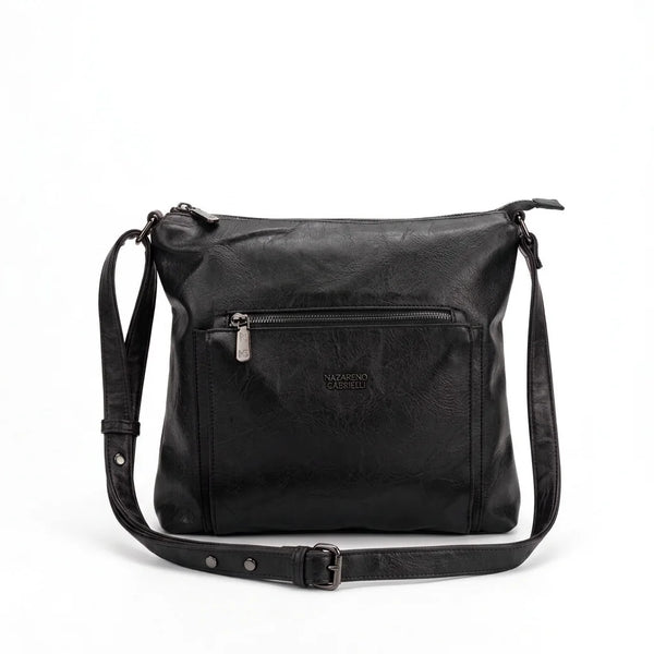 Borsa Nazareno Gabrielli con tasca frontale e tracolla nero - vista principale
