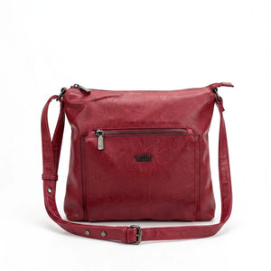 Borsa Nazareno Gabrielli con tasca frontale e tracolla rosso scuro - vista principale