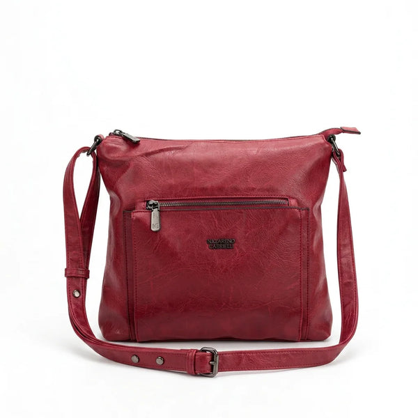 Borsa Nazareno Gabrielli con tasca frontale e tracolla rosso scuro - vista principale