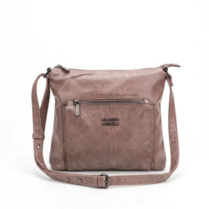 Borsa Nazareno Gabrielli con tasca frontale e tracolla taupe - vista principale