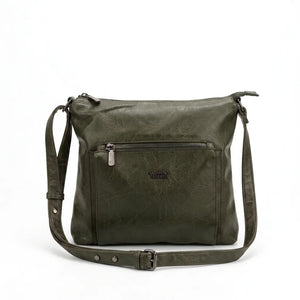 Borsa Nazareno Gabrielli con tasca frontale e tracolla verde - vista principale