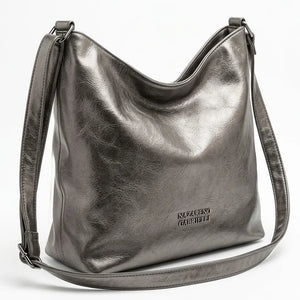 Borsa hobo Nazareno Gabrielli a spalla e tracolla argento scuro - vista principale