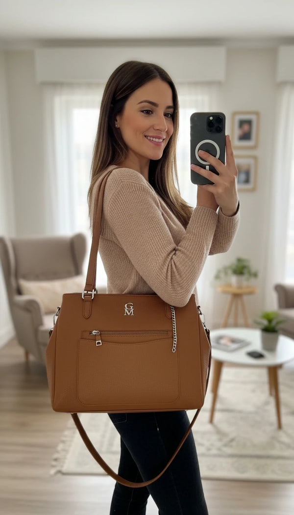 La Alessandra - Borsa a bauletto borsetta firmata GYOIAMEA a mano tracolla shopping simil pelle tote