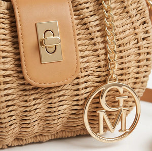 La Principessa - Borsa Bauletto Donna In Paglia Rigida con Tracolla Borsetta Estiva a Mano