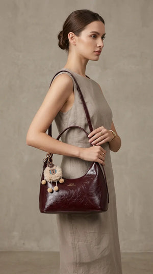 Valentini Gino - Borsa spalla nuova Donna mezzaluna con pupazzo e tracolla piccola passeggio
