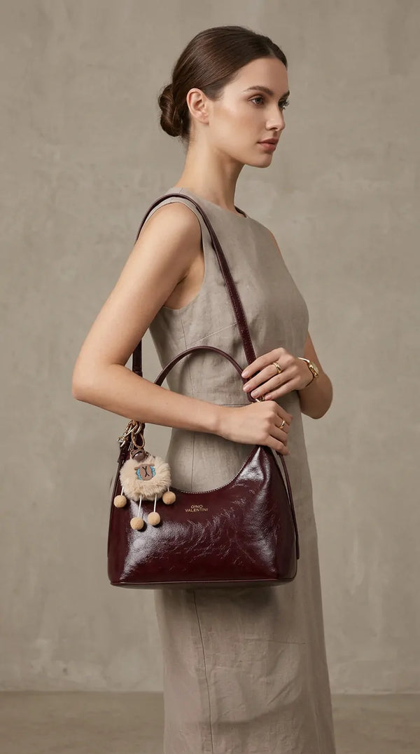 Valentini Gino - Borsa spalla nuova Donna mezzaluna con pupazzo e tracolla piccola passeggio