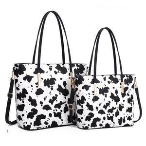 Shoppertiger - Borsa grande e borsa piccola tote borsetta rigida simil pelle fantasia animalier leopardata