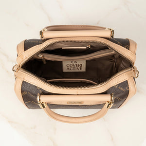 Borsa firmata COVERI ACTIVE zip cerniere logata bauletto donna logo zip tracolla fantasia farfalle