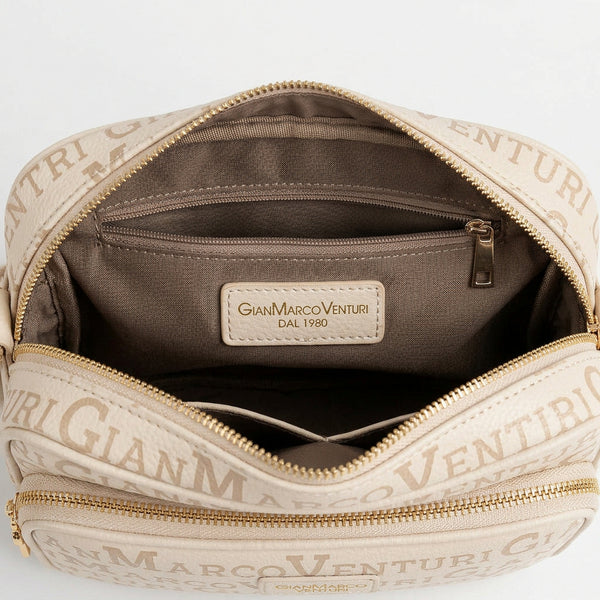 Borsa firmata Gian Marco Venturi 3 zip cerniere logata tracolla donna logo zip tracolla fantasia multi tasche
