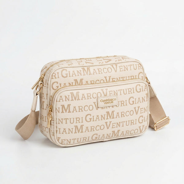 Borsa firmata Gian Marco Venturi 3 zip cerniere logata tracolla donna logo zip tracolla fantasia multi tasche