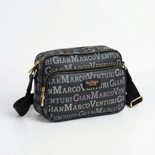 Borsa firmata Gian Marco Venturi 3 zip cerniere logata tracolla donna logo zip tracolla fantasia multi tasche