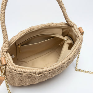 Maritata - Borsa Bauletto Donna In Paglia Rigida con Tracolla Borsetta Estiva a Mano tracolla