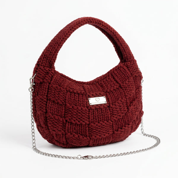 Borsa hobo in maglia Baci & Abbracci uncinetto firmata piccola catena